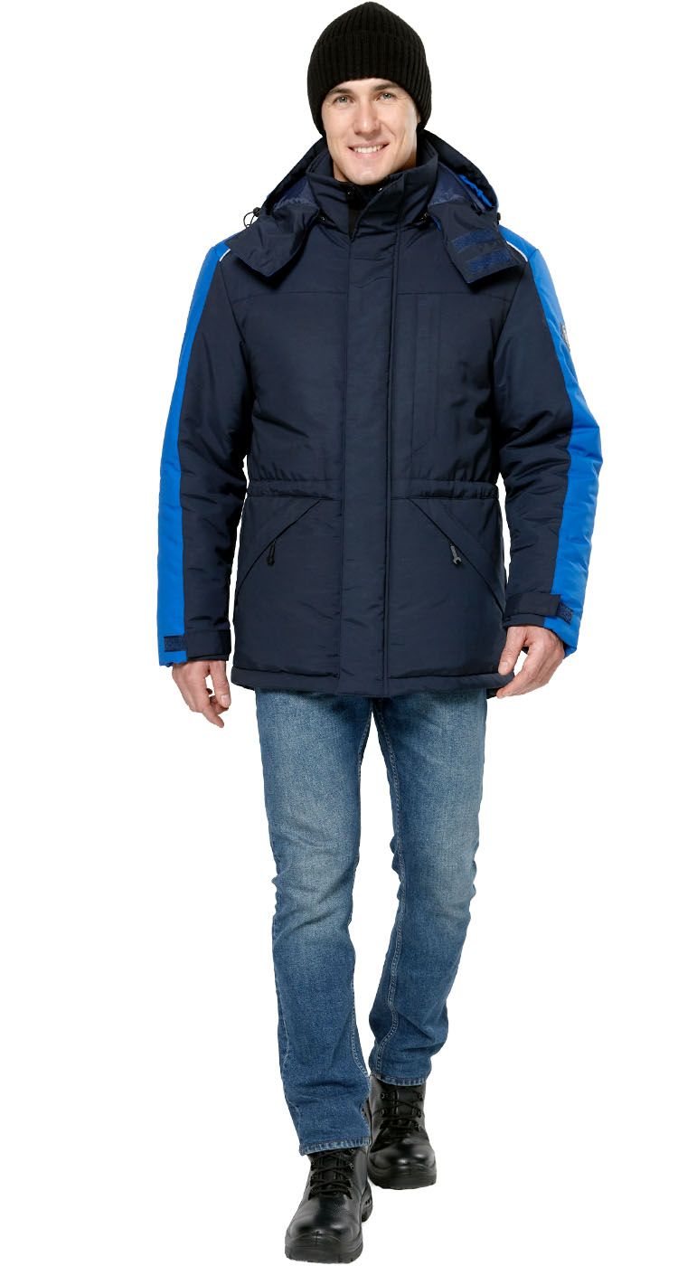 Куртка мужская утепленная рабочая Челленджер синяя с васильковым