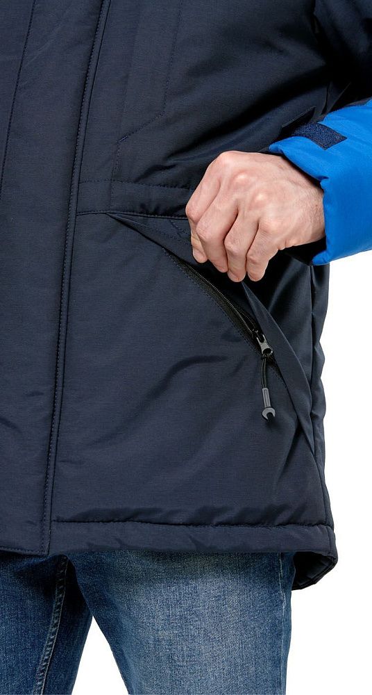 Куртка мужская утепленная рабочая Челленджер синяя с васильковым