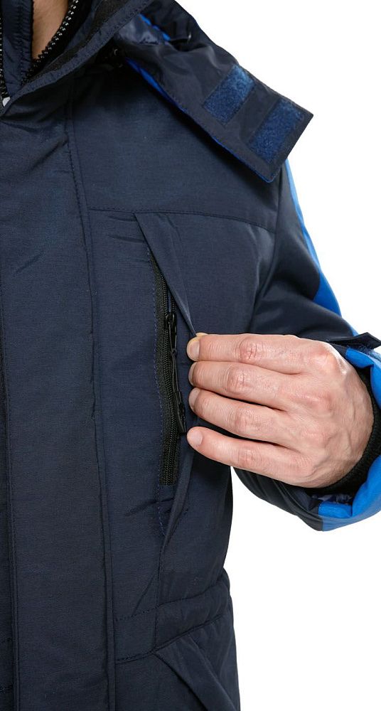 Куртка мужская утепленная рабочая Челленджер синяя с васильковым