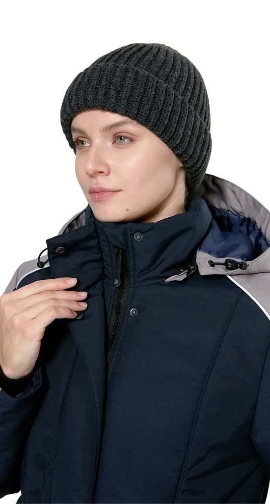 Куртка женская утепленная рабочая Альфа синяя с серым