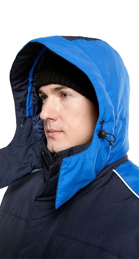 Куртка мужская утепленная рабочая Челленджер синяя с васильковым