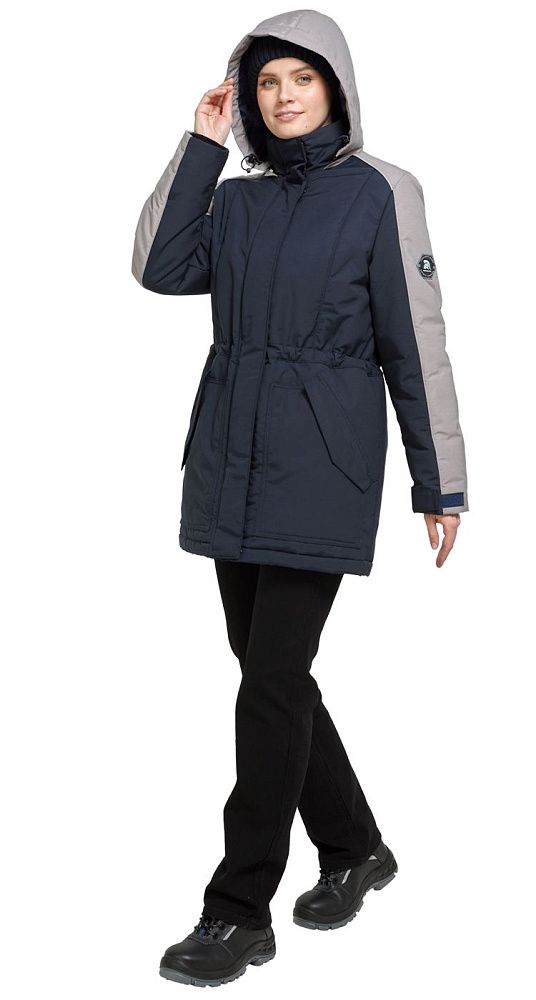 Куртка женская утепленная рабочая Альфа синяя с серым