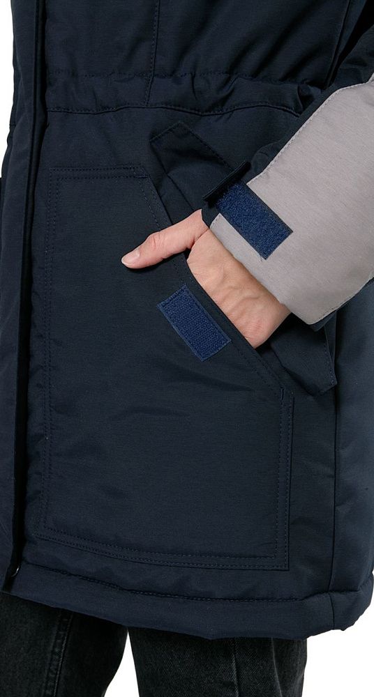 Куртка женская утепленная рабочая Альфа синяя с серым