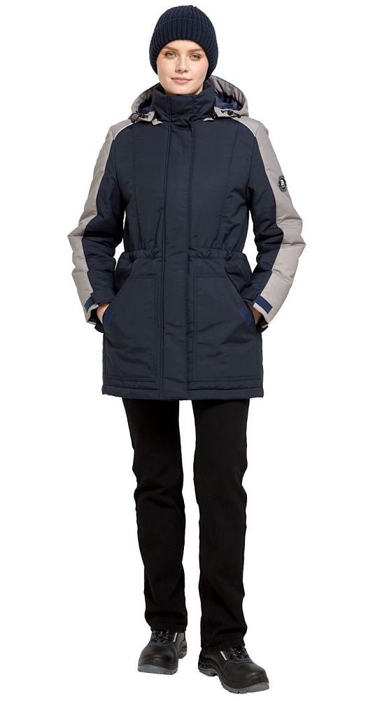 Куртка женская утепленная рабочая Альфа синяя с серым