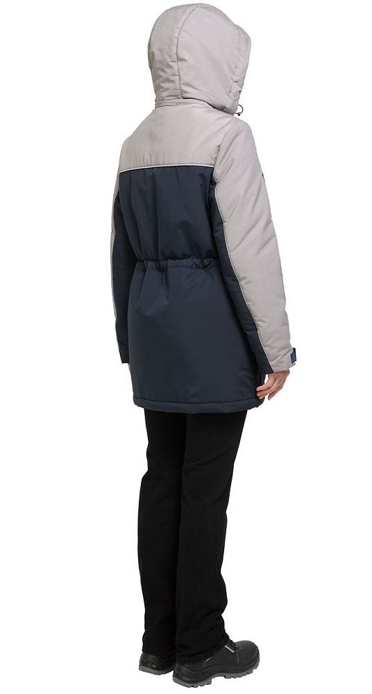 Куртка женская утепленная рабочая Альфа синяя с серым