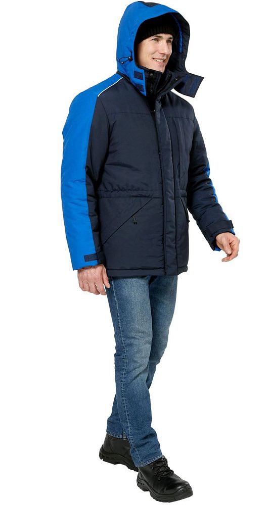 Куртка мужская утепленная рабочая Челленджер синяя с васильковым